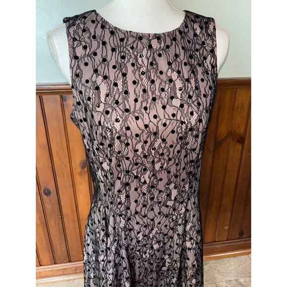 Womens Jason Wu Blush Black Lace Overlay Sleeveless Knee Length Dress Size M - Picture 2 of 12